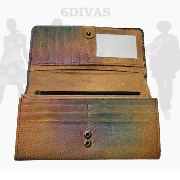 New anuschka handpainted leather hibiscus flower wallet - Picture 4 of 8